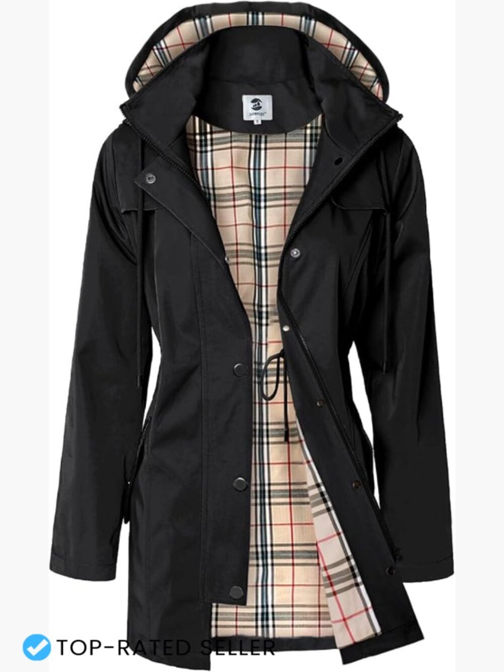 Long Hooded Rain Jacket Water Resistant Outdoor Windbreaker Loose Fit Casual